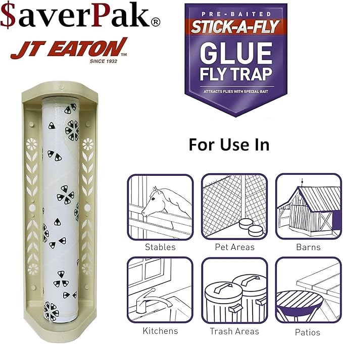 $averPak JT Eaton Stick-A-Fly Glue Fly Stick Trap (12 Pack) Case Pack
