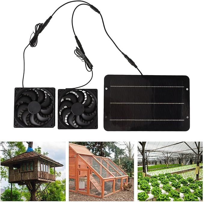 Solar Powered Fan Kits Solar Fan for Chicken Coop Greenhouse Dog House Shed Exhaust Cooling Ventilation