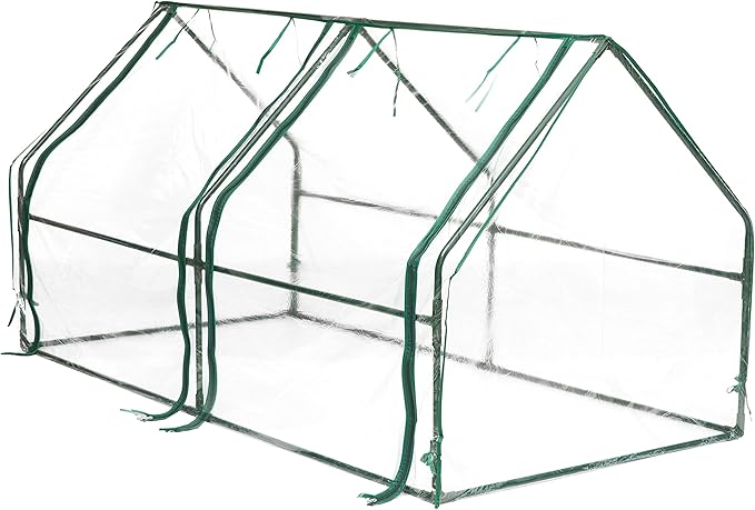 Gardenised Green Outdoor Waterproof Portable Plant Greenhouse with 2 Clear Zippered Windows Medium