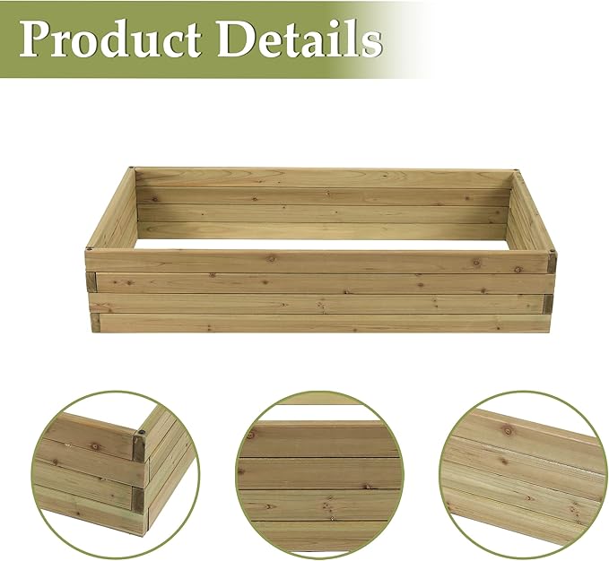 LuxenH me Wood 46 Raised Garden Bed Fir Wood Planting Bed Solid Wood for Vegetable Flower Herbfor Outdoor Lawn Yard Patio Use
