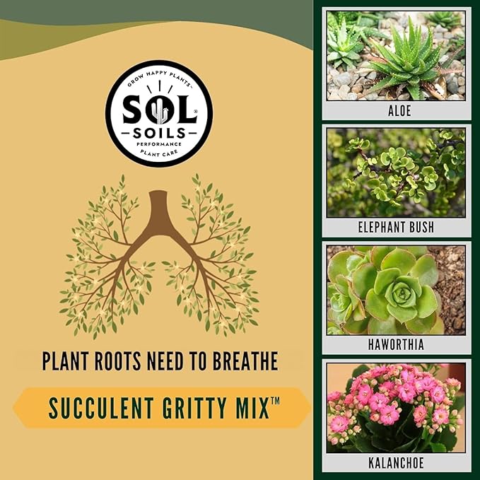 Sol Soils Fertilizer - Fast Draining Gritty Mix for Succulents - 2.5 Gallons - Coconut Husk Perlite Pumice