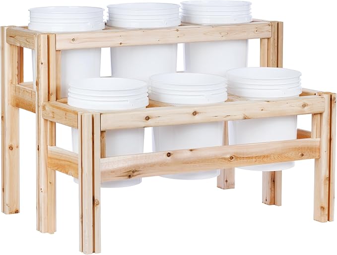 Greenes Fence Two-Tiers Six Bucket Elevated Cedar Wood Garden Frame 43 in. x 30 in. x 30 in. - Made in USA with North American Cedar