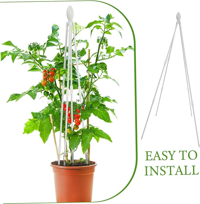 White Garden Trellis Climbing Plant Stand Four-Legged Vine Support for Potted Plants Outdoor Vegetable and Flower Growth