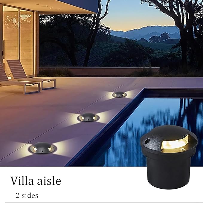 Ground LED Landscape Lamp - IP65 Waterproof Outdoor Spotlight 2 Side Glow Path Lighting Fortress AC85-265V Low Voltage Recessed Buried LightsWarm White 12W