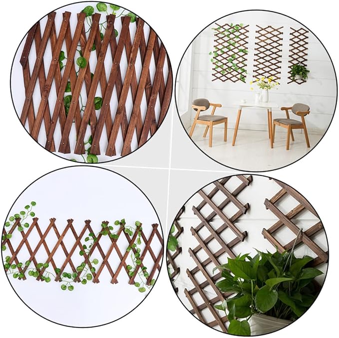 Yardwe Carbonized Wood Flower Stand Expandable Garden Trellis for Outdoor Plants Climbing Vines