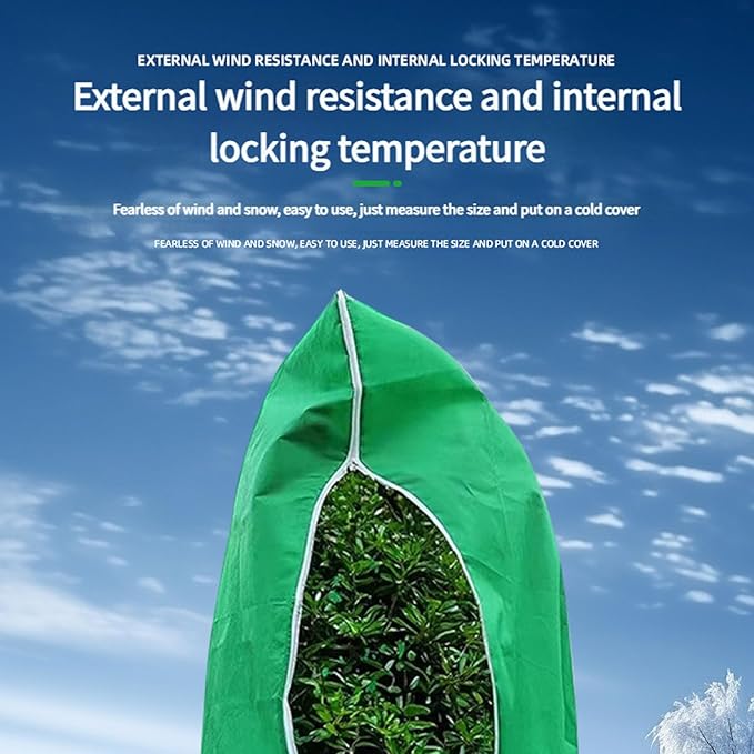 Strengthened Fabric Winter Barrier Protect Highlighting Slide Cord for Trees and Large Herbage 200x240cm White Cream Green