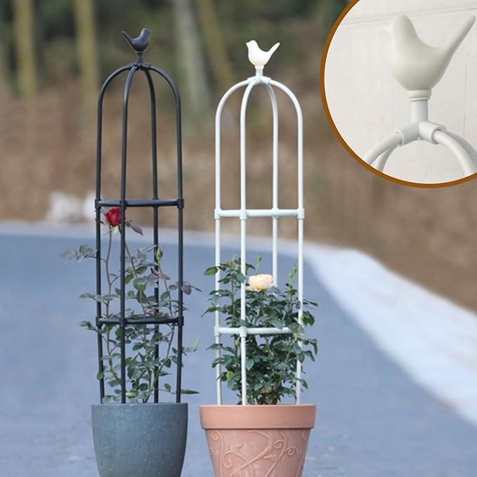 Garden Trellis for Climbing Plants Outdoor Garden Obelisk Trellis Metal for Climbing Vegetables 3.77ft 4.1ft 5.41ft 6.73ft Tower Obelisk Plant Support Shelf Clematis Jasmine(White40 x 125cm/1.31 x