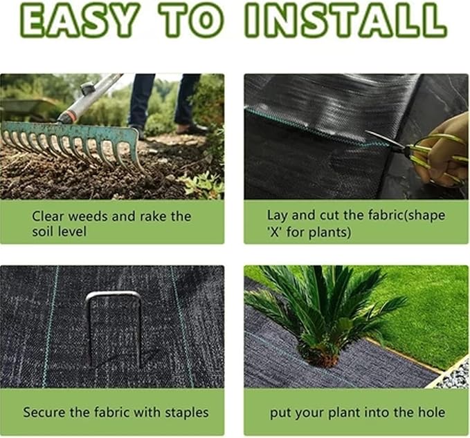 4ft x180ft Heavy Duty Weed Barrier Landscape Fabric Woven Weed Control Fabric for Underlayment Gardening Ground Commercial Driveway Weed Block Cover Mat