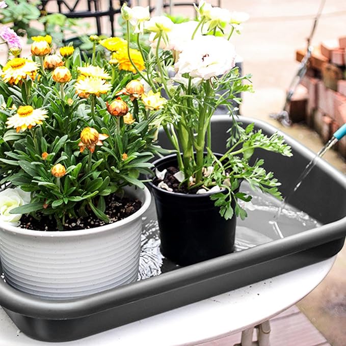 Luwint Garden Tidy Potting Tray Plant Reportting Tray for Indoor Transplanting Gardening Planting Accessories Large Succulent Table (Black)