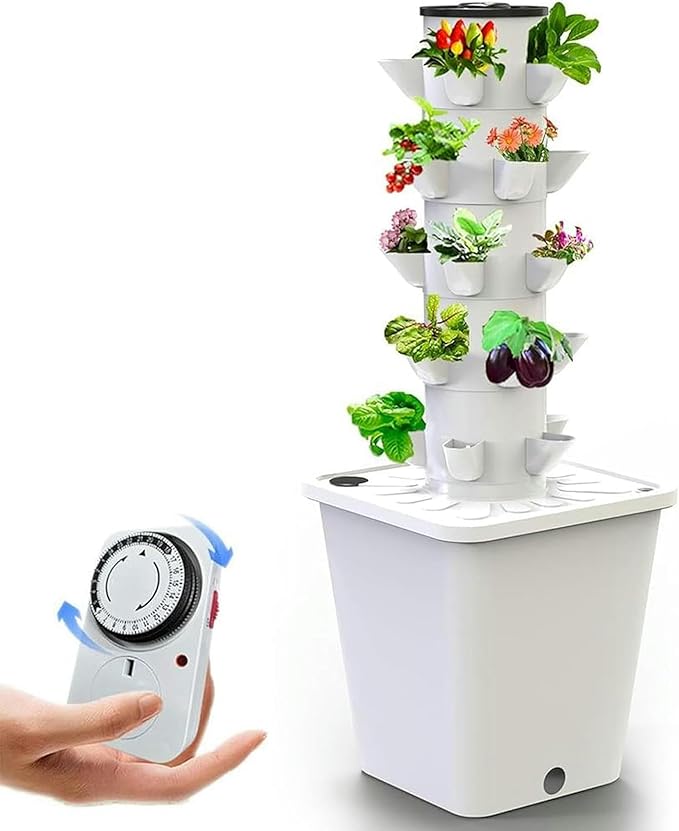 30 -Pod Hydroponic Culture System Hydroponic Tower Interior Garden Intelligent Culture Kit Airplane Crop Kit with Moisturizing Pump Adapter Network Pots