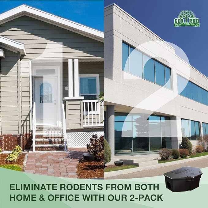 Rat Bait Stations 2-Pack | Refillable Outdoor Mouse Bait Station with Locks &amp Keys | Weather-Resistant Rodent Bait Box for Indoor &amp Outdoor | Pet &amp Kid-Safe Rat Trap Alternative - Large Si