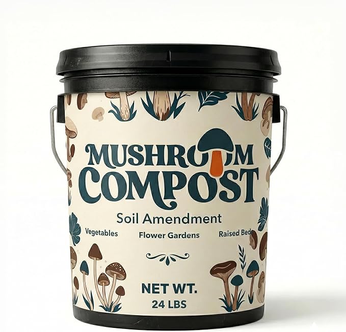 Mushroom Soil Compost Pail Organic Nutrient-Rich Garden Soil for Vegetables Flowers Raised Beds Lawn &amp Planting Mix (24 lb)