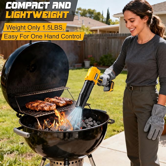 Cordless Leaf Blower Compatible for Dewalt 20V Battery(NO Battery) Mini Turbo Jet Blower with 2 Nozzles Lightweight &amp One-Hand Use for Patio Garage Yard Shop Cleaning Car Dryer(Tool Only)
