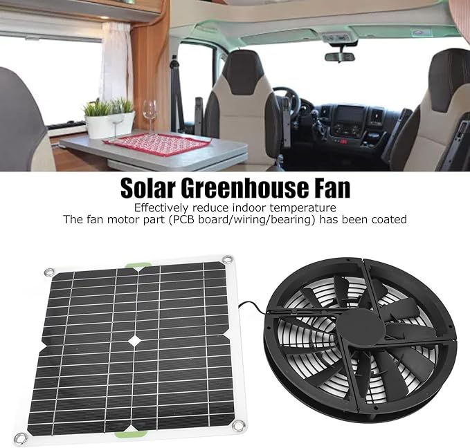 Solar Panel Fan Kit 100W 12V Waterproof Solar Exhaust Fan Portable Ventilator with Metal Protection Mesh Solar Powered Exhaust Fan for Chicken Coops Greenhouses Sheds Pet Houses Window Exhaust