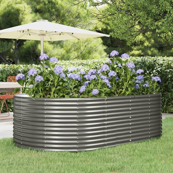 Garden Raised Bed Gray 83.5x55.1x26.8 Powder-Coated SteelWeight:31.83lbs319094