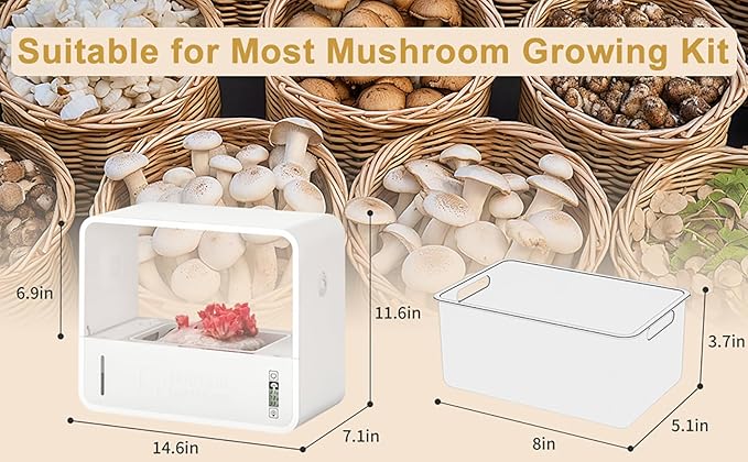 Smart Mushroom Monotub Grow Kitwith Grow Light Automatic Humidification &amp Exhaust Indoor Mushroom Growing Box Temperature Display Fresh Air System
