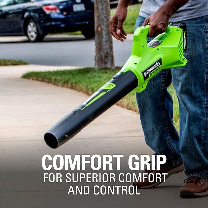 Greenworks 24V (90 MPH / 320 CFM / 200+ Compatible Tools) Cordless Axial Leaf Blower Battery and Charger Not Included