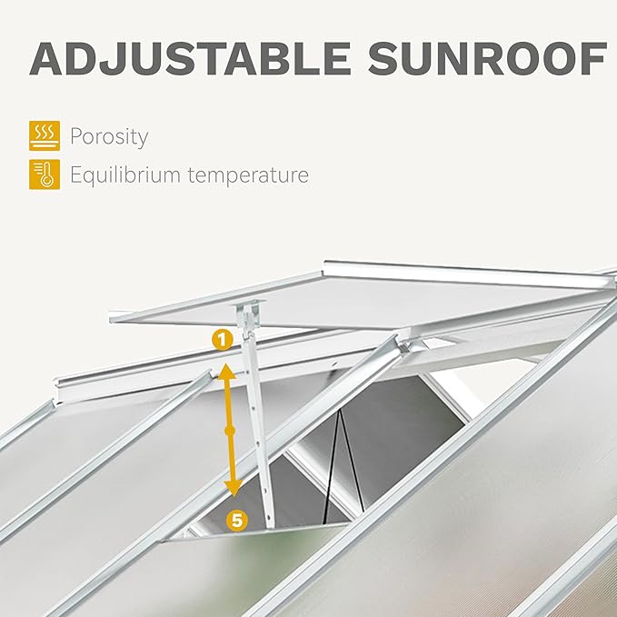 DWVO 6x16FT Polycarbonate Greenhouse Heavy Duty Green Houses Outdoor Aluminum Greenhouses with Sliding Doors Vent Window Walk-in Greenhouse Large Sun House for Garden Backyard Matte Sliver