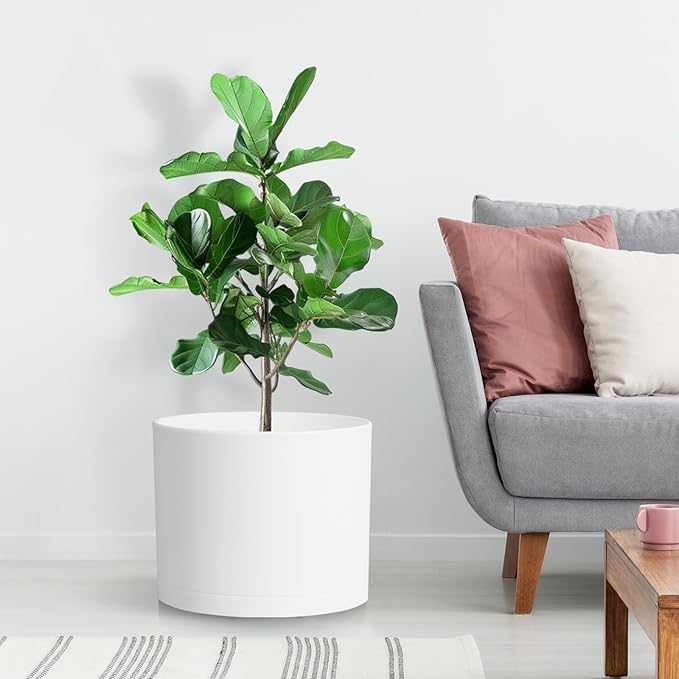 Large Plant Pots Set of 3 – 8 9 10 Indoor Flower Pots with Drainage Holes and Saucers Big Planters for Monstera Fiddle Leaf Fig Snake Plant – 5 Colors