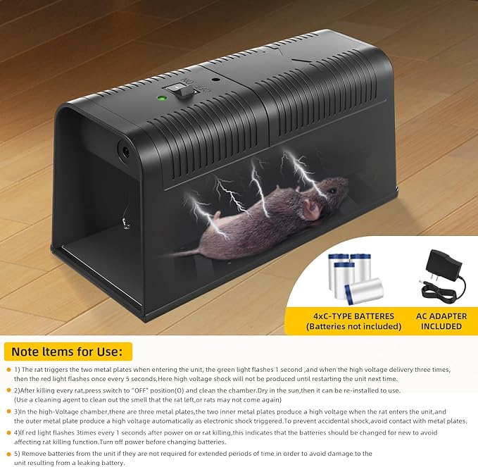 2026 Upgraded Electric Mice Trap Rat Traps Electronic Mouse Traps Zapper High Voltage No-Touch Rodent Zapper Indoor for Home Living Rooms Kitchens Garages Reusable Rat Trap Electric Shock(2Pack)