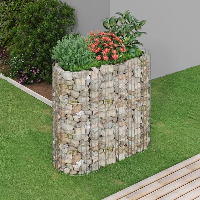 Gabion Raised Bed Gabion Cages Basket Steel Woven Gabion Net Garden Plant Above Ground Garden Boxes Outdoor Garden Galvanized Planters Metal Trough 47.2x19.7x39.4