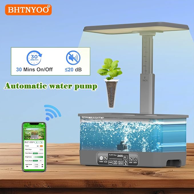 Hydroponics Growing System KitsAPP&ampWiFi 8 Pods Smart Indoor Herbs Garden with 24W Adjustable Height LED Growth Lightsfor Indoor Gardening GiftsVegetables Planter
