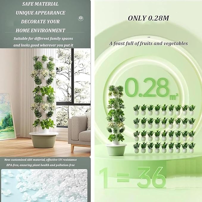 5Layer Soilless Cultivation Grow Tower Indoor Gardequaponics Growing KitsGarden Aeroponic Growing KitSuitable for Indoor and GreenhouseGrow Herbs and Vegetables(9Layer)