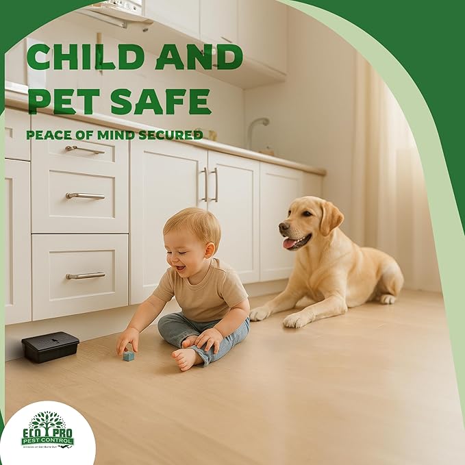Mouse Bait Station | 4-Pack Indoor &amp Outdoor Mouse Bait Stations | Bait (Not Included) is Secured by Lock &amp Key | Pet &amp Child-Safe Alternative to Mouse Traps | for Mice Only - Small Size
