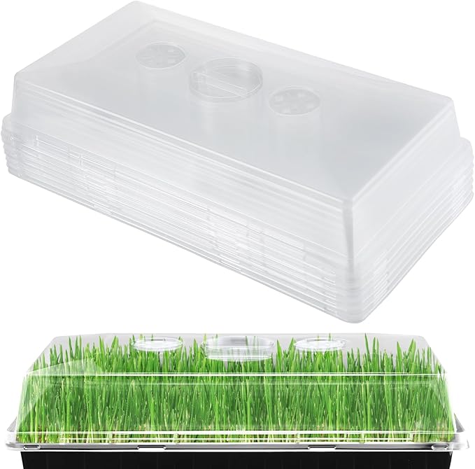 Apipi 10 Pcs 4'' High Durable Humidity Domes - Thickened 1020 Seed Starting Tray Covers with Adjustable Vents Greenhouse Plant Growing Lid Dome for Seedling Growth Well Water Retention