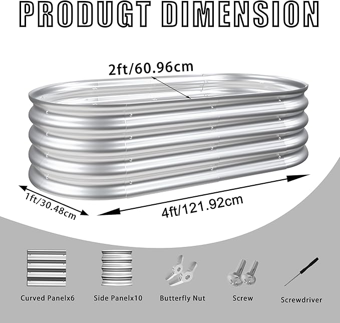 4x2x1ft Raised Garden Bed Kit Galvanized Planter Raised Garden Beds for Outdoor for VegetablesFlowers Herbs Heavy Duty Rust Resistant Easy Assembly