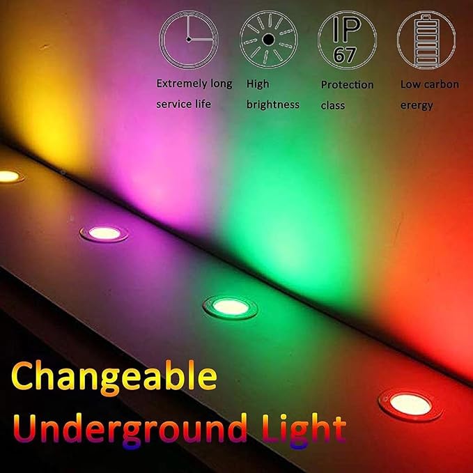 4PCS 3W LED Outdoor Buried Lights with Remote Control Low Voltage Recessed Floor Lamp IP67 Waterproof Stainless Steel Landscape Spotlight