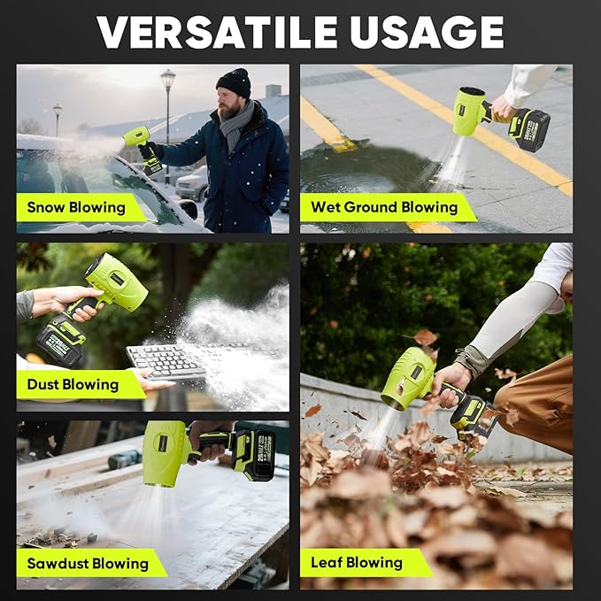 Portable Dust Cleaner Blower Leaf Blower Cordless Handheld Blower Hand Blowers for Lawn Care Patio Cleaning 4.0Ah Battery Charger Included (2 Battery with Storage Case)