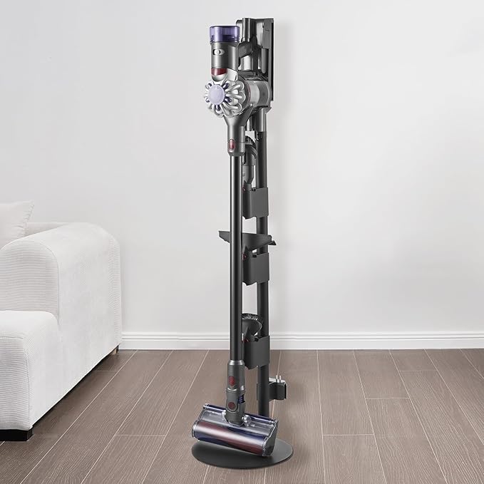 VEVOR Vacuum Stand Compatible With Dyson V7 V8 V10 V11 V12 V15 Series Upright Vacuum Cleaners &amp Accessories Stable Vacuum Stand Holder with 4 Anti-slip Pads and 3 Clips for Storing 6 Brush Heads