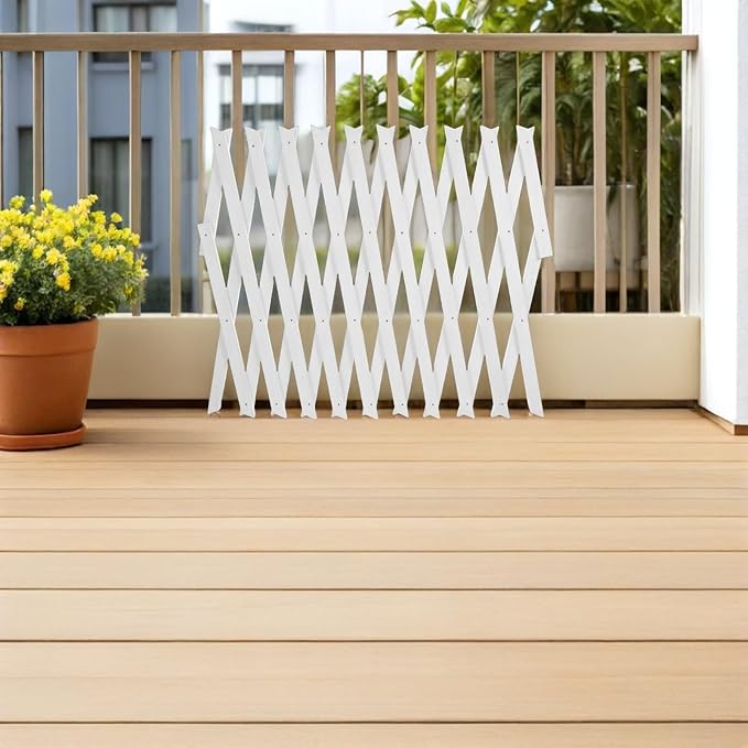 Toyvian Wooden Trellis for Climbing Plants Small Lattice Fence Panel White Expandable Garden Wall Panel Indoor Outdoor Plant Support