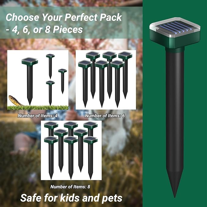 Powerful Snake Repellent for Yard &amp Outdoor Snake AwaySolar Sonic Snake Repeller Waterproof - Safe for Pets and Kids Keeps Snakes Away from Garage Lawn Home (8)