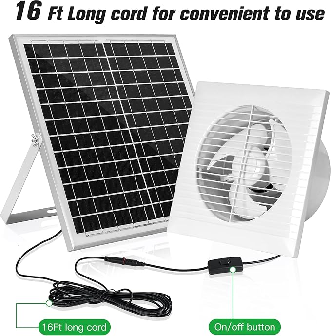 Solar Powered Exhaust fan 25W Solar Panel + 8 Ventilation Vent Fan for Outside Greenhouse Chicken Coop Shed Pet House