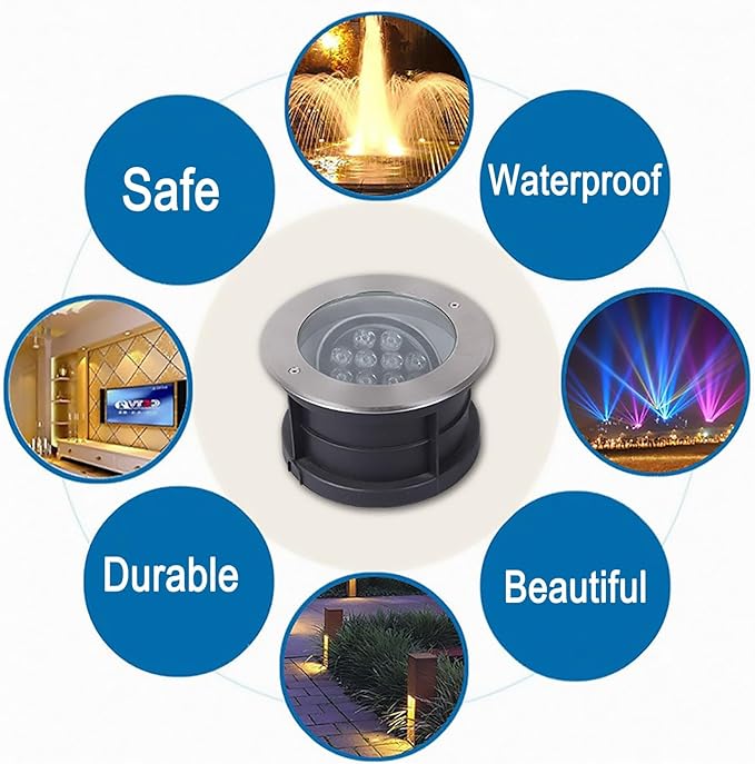 Outdoor Buried Lights - LED Underwater Tlight 24V Low Voltage 15° Angle Adjustment Submersible Spotlight IP68 Waterproof Fountain Light for Underwater Landscape Lighting