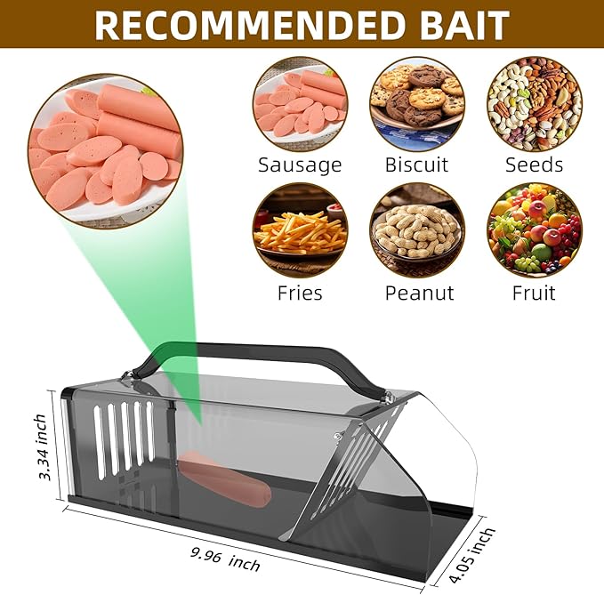 Humane Rat Trap Live Animal Trap Outdoor &amp Indoor Use Reusable Automatic Continuous Visible Mouse Traps Cage Small Rodent Trap for Mice Rats Chipmunks Easy Live Catch &amp Release
