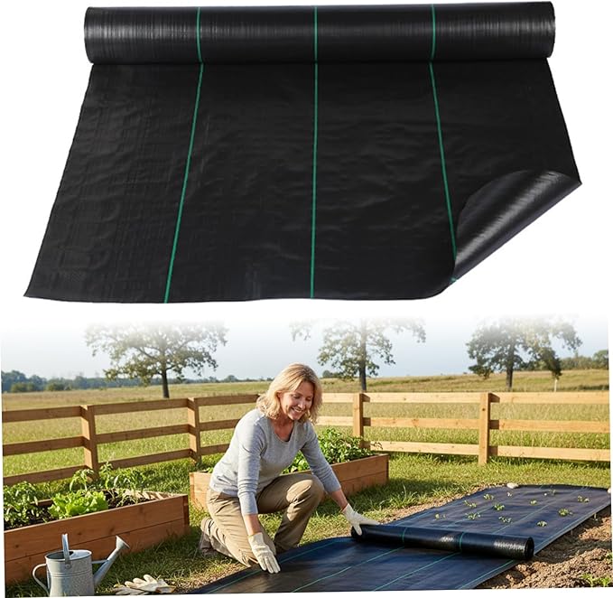 Geotextile Fabric Heavy Duty Weed Barrier Fabric Woven 1x20m Ground Cover for Garden Driveway &amp Yard Black..