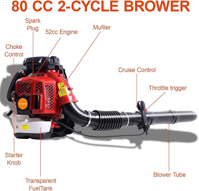 【Ship from US】 80CC 900CFM Leaf Blower - 2 Stroke Back Pack Gas Powered Leaf Blower Grass Lawn Blower Air Cooling Gasoline Backpack Grass Blower Backpack Snow Blower for Garden