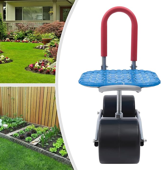 Garden Cart Rolling Stool with Wheels Stable Workseat Sturdy Cart Adjustable Seat Height and Direction Gardening Helper