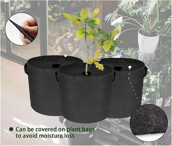 10pcs Black Non Woven Fabric Tree Mulch Lock up Protector Mat Reusable Weed Barrier for Control Root Protection(42CMX42CMX5CM)