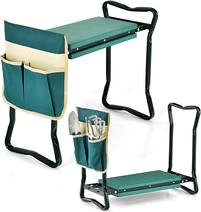 IRONMAX Garden Kneeler and Seat Heavy Duty Foldable Gardening Bench Stool w/Soft Foam Pad &amp Tool Storage Bag for Kneeling &amp Sitting Gardening Gifts for Women Men
