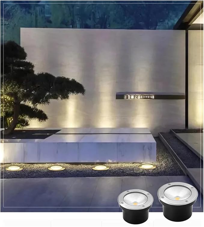 COB Underground Light Outdoor Ground Light IP66 Waterproof AC85-110V Embedded LED Buried Lights for Garden Yard Tree Pathway Steps Spotlights (Warm White 25W)