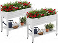 2.8' Height Elevated Raised Garden Bed Outdoor with Wheels Easy Assembly Resin Planter Box for Vegetables/Herb/Fruits Best Choice for Backyard Patio Balcony (Ashen) 2pc