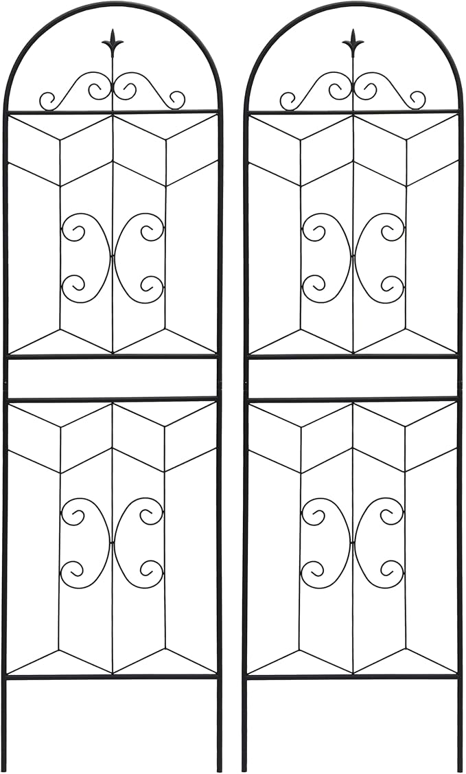 Garden Trellis Farmhouse Rustic Iron Arch Frame for Climbing Plants Heavy Duty Outdoor Metal Trellis for Garden Patio Yard Outdoor Wedding Decorations (Black A Pack of 2)