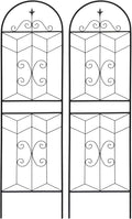 2 Pack Rustproof Metal Trellis for Climbing Plants 71x19.7 Outdoor Garden Support for Vines/Roses/Vegetables French Country Iron Plant Stand for Patio/Wedding Decor (Black3)