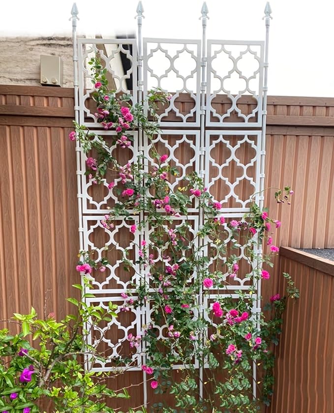 74.8in Tall Garden Fence Metal Garden Trellis For Climbing Plants Outdoor Indoor And Outdoor Privacy Decoration Plant Support For Climbing Vines And Flowers Stands(Black85x190cm/33.5x74.8in)