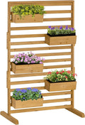 Natural Wood 5-Tier Vertical Plant Trellis Stand – Freestanding Outdoor Planter with 5 Hanging Boxes for Patio Garden Balcony (36.5 W x 59 H)