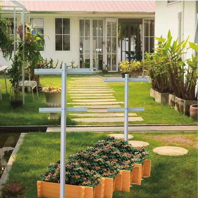 Mr Garden 5-Feet Garden Trellis 2pack Set for Raspberry and Climbing Plants Heavy Duty Outdoor Stake Vineyard Trellis Fiberglass Rust-Proof 2 Cross-bar Adjustable Height (2 Trellises)